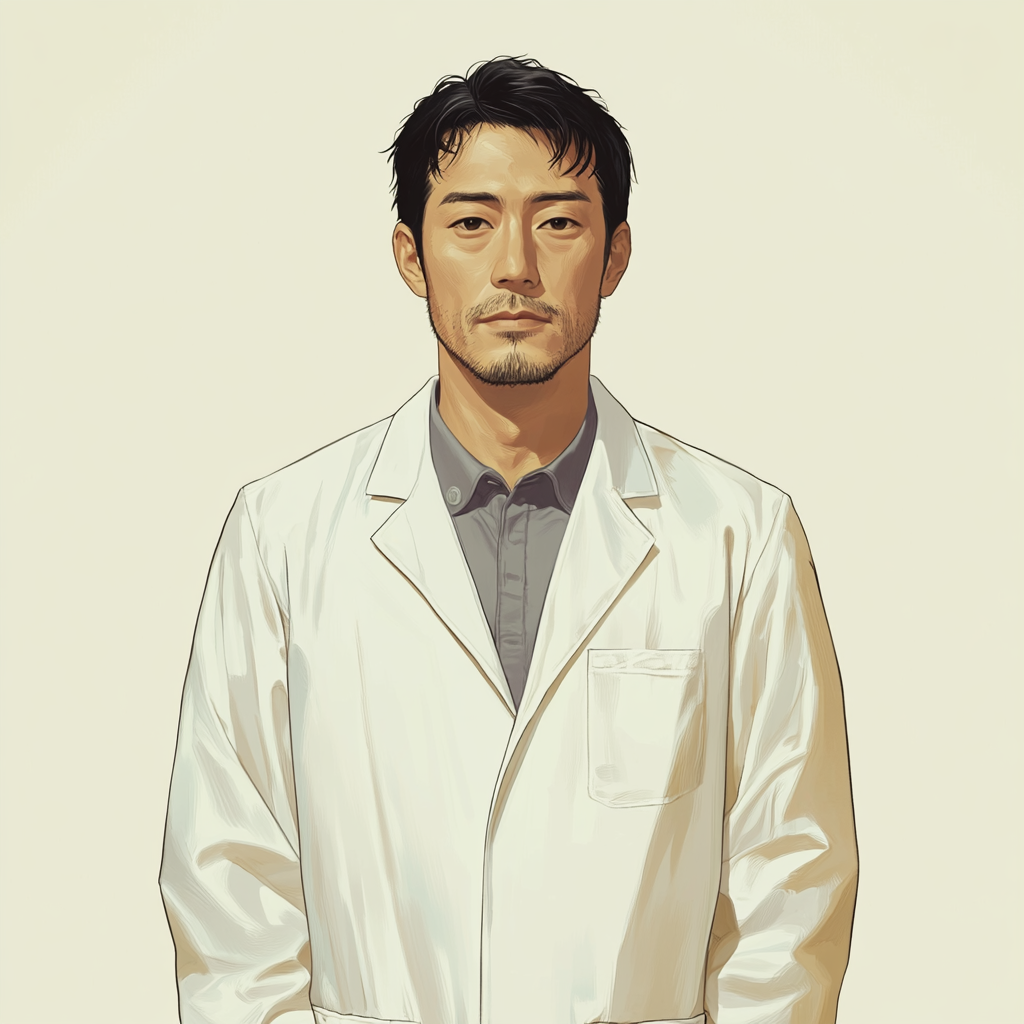 Japanese Scientist in Lab Coat Portrait