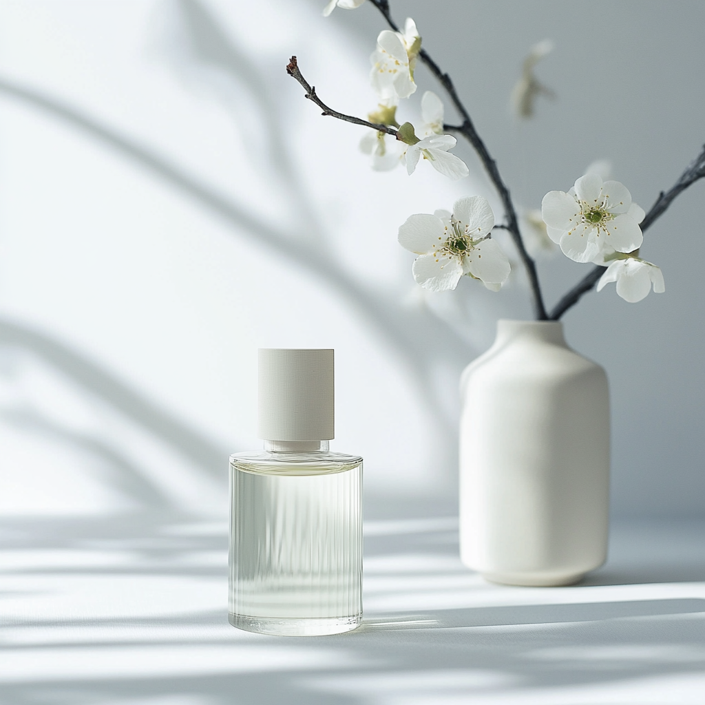 Japanese minimalist web interface for fresh perfume in white