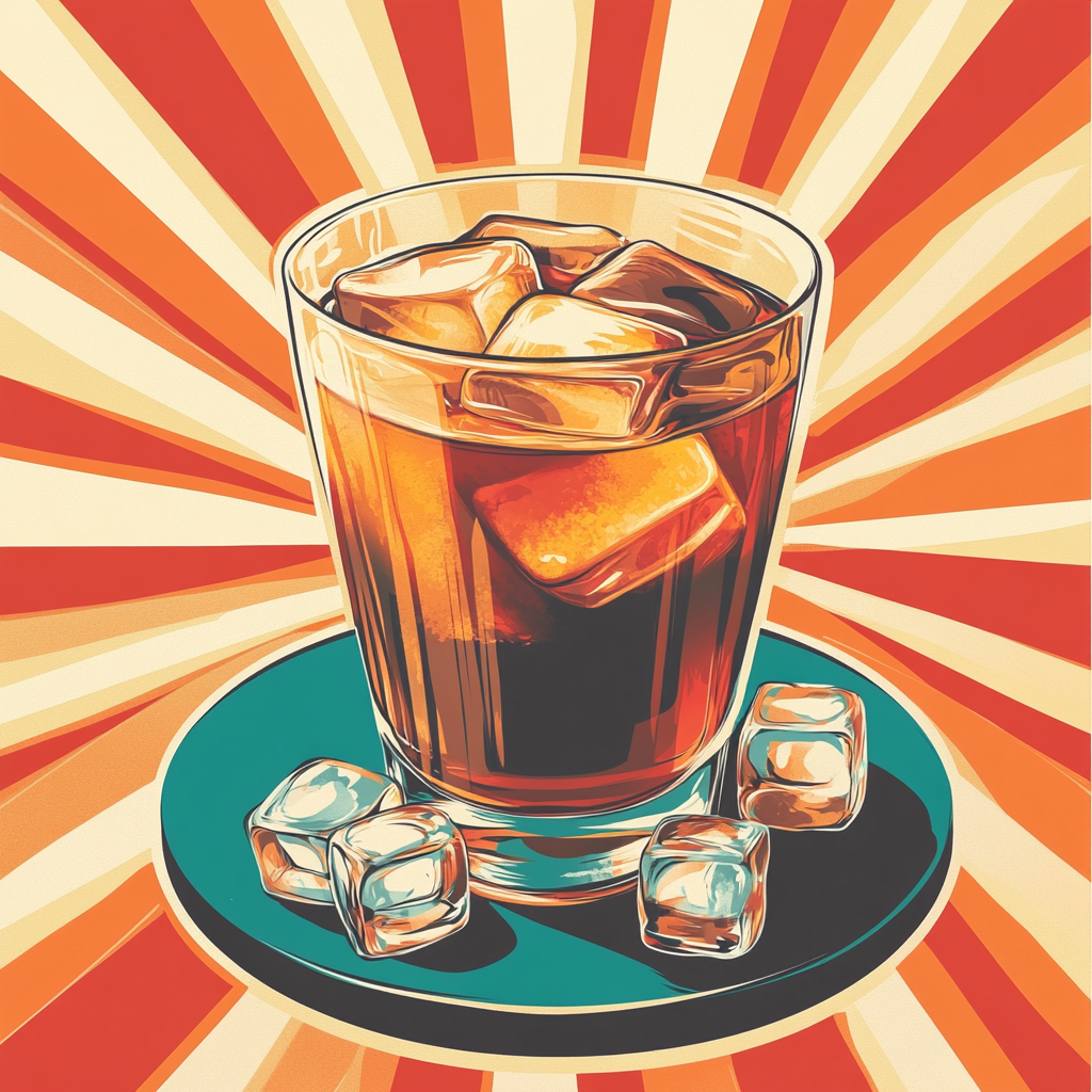 Japanese vintage coffee poster featuring refreshing iced drink