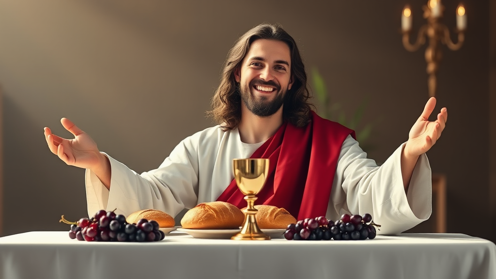 Jesus Celebrating Holy Qurbana Alone with Joy
