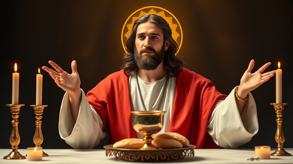 Jesus Christ Celebrating Holy Qurbana Alone