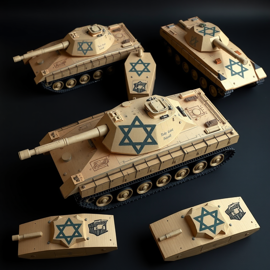 Jewish tanks shaped like coffins with Star symbol