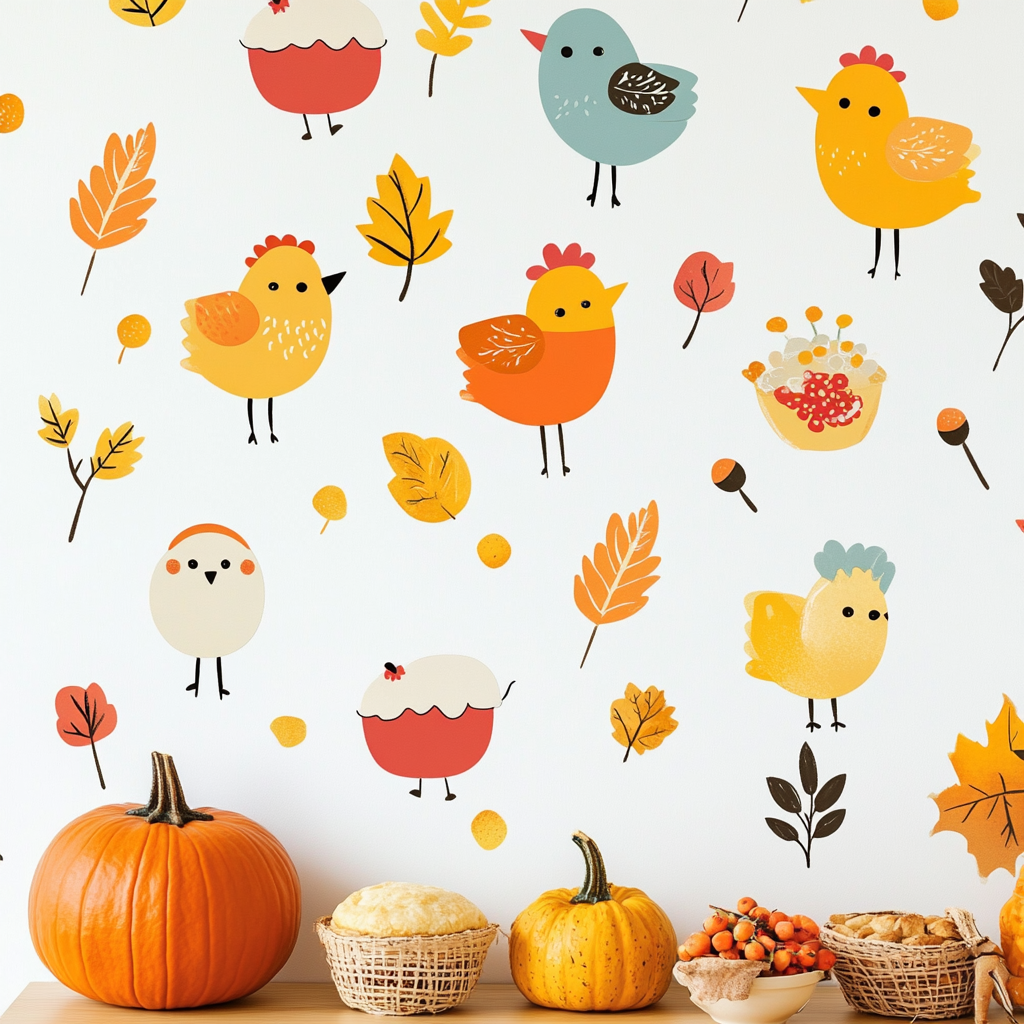 Joyful Thanksgiving Decal with Festive Autumn Elements