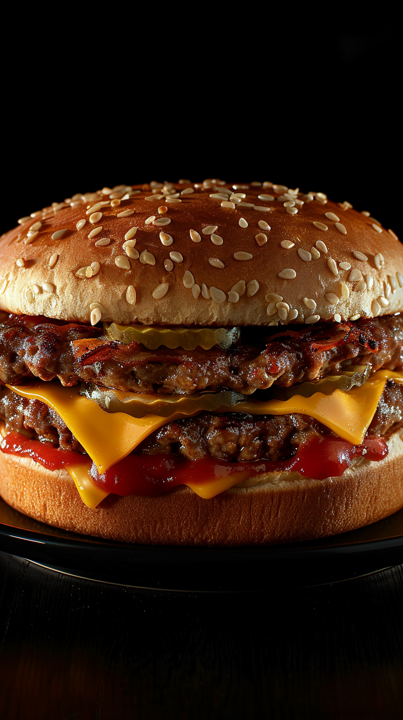 Juicy double cheeseburger on a plate