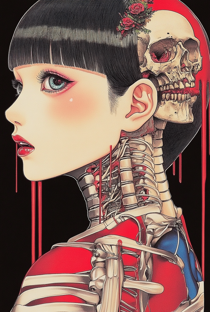 Junji Ito's Cyborg Female Manga Character in Latex