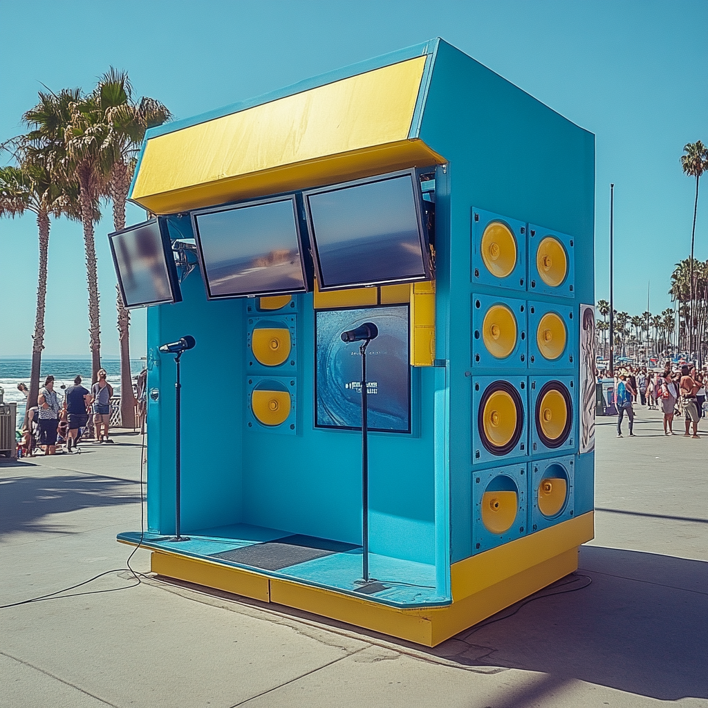 Karaoke Booth at Sunny Muscle Beach Scene