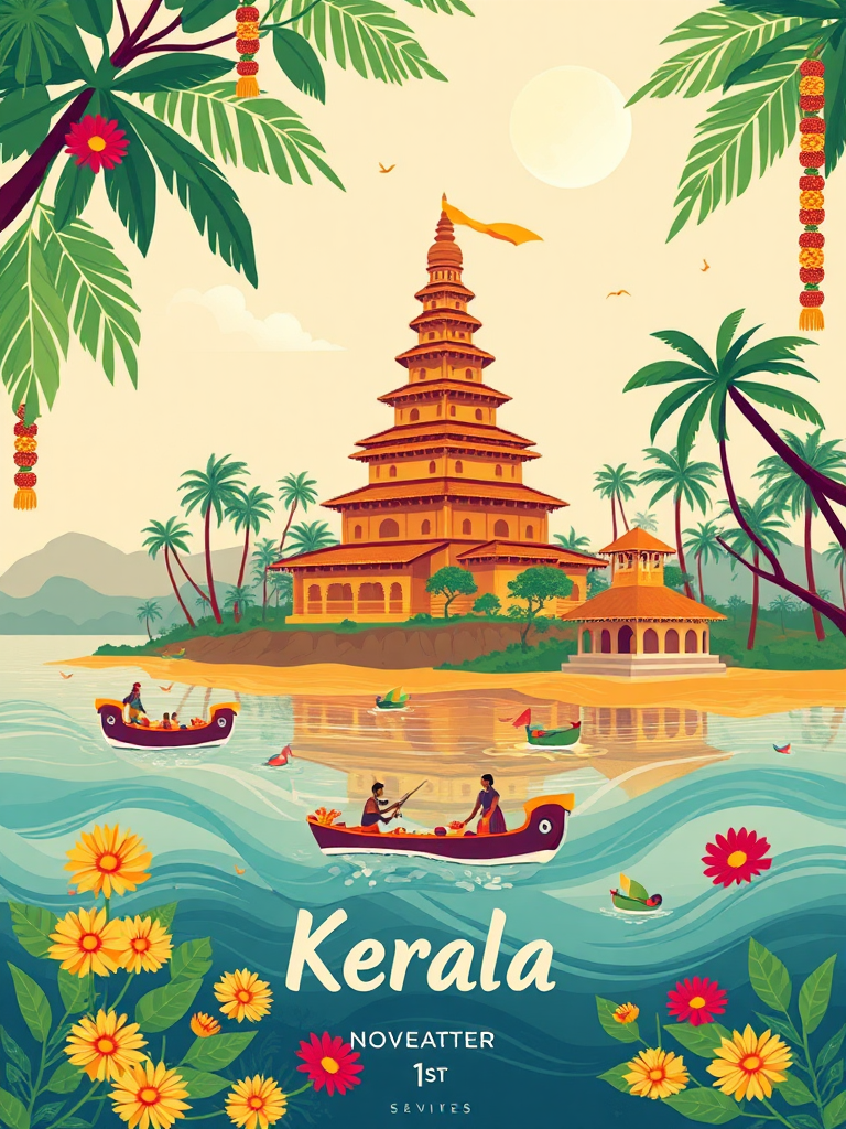 Kerala Day Celebration: Arts and Culture 4K Illustration