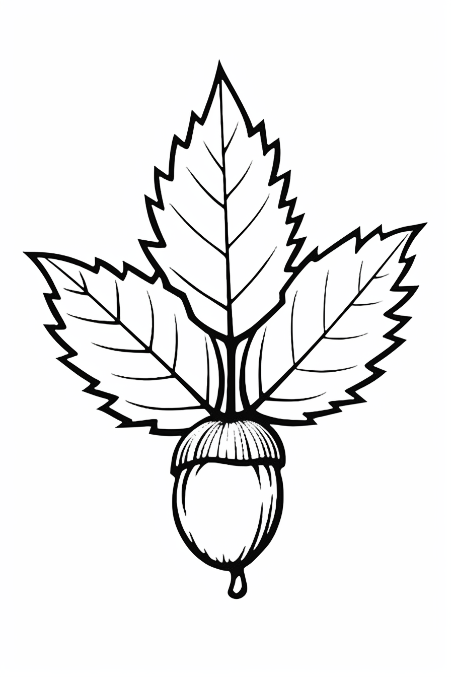 Kids' Simple Beechnut Coloring Page in Monochrome