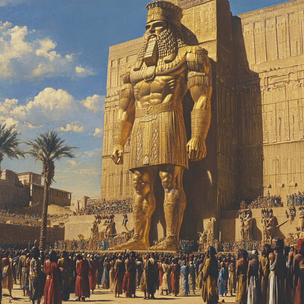 King Nebuchadnezzar's golden statue outside Babylon.