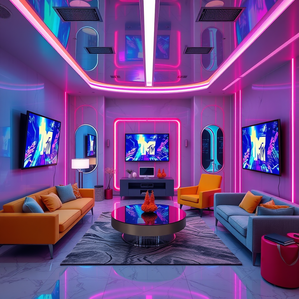 LA Mansion's Futuristic Singing Show Living Room