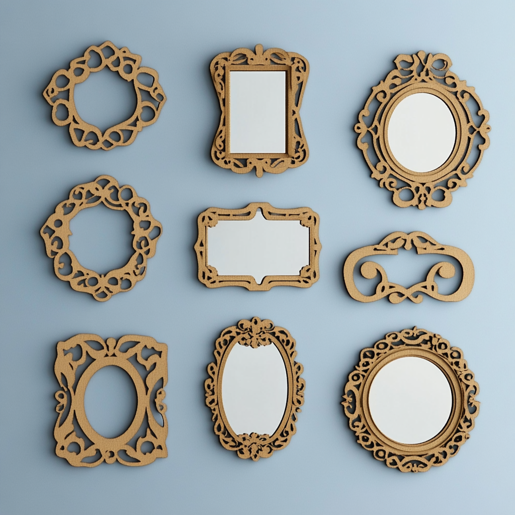 Laser-cut frames for mirrors or decorations