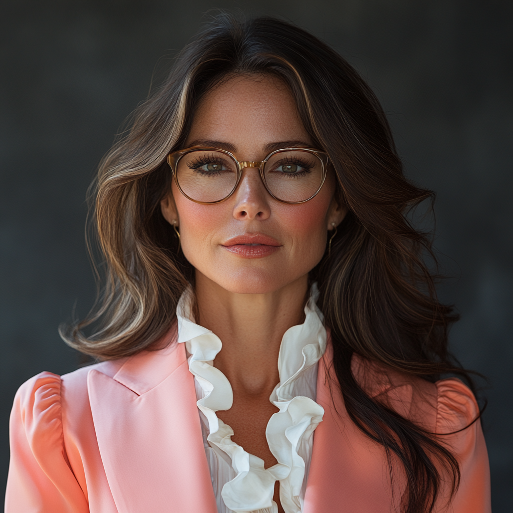 Latin Politician in Pink Suit and Glasses