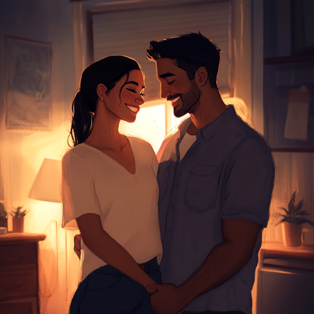 Latino couple in warm room, hinting at struggles