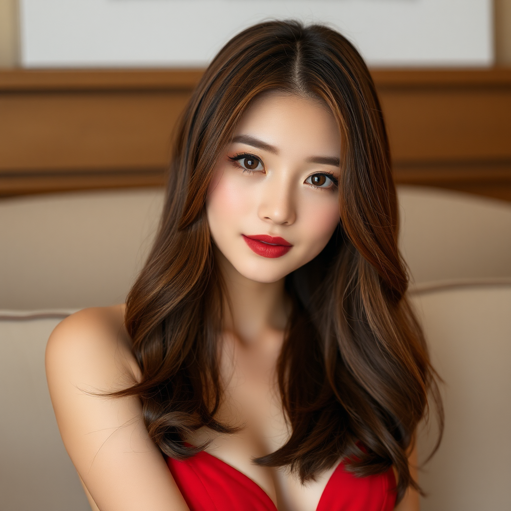 Laura's Beautiful Korean-inspired Red Dress Outfit Portrait