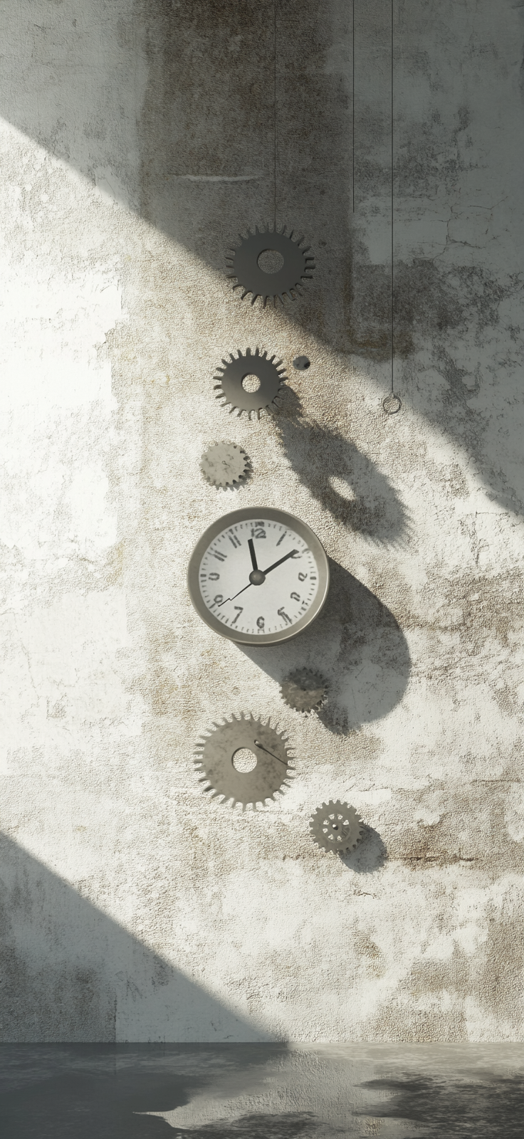 Leadership Time: Clock and Gears On Concrete