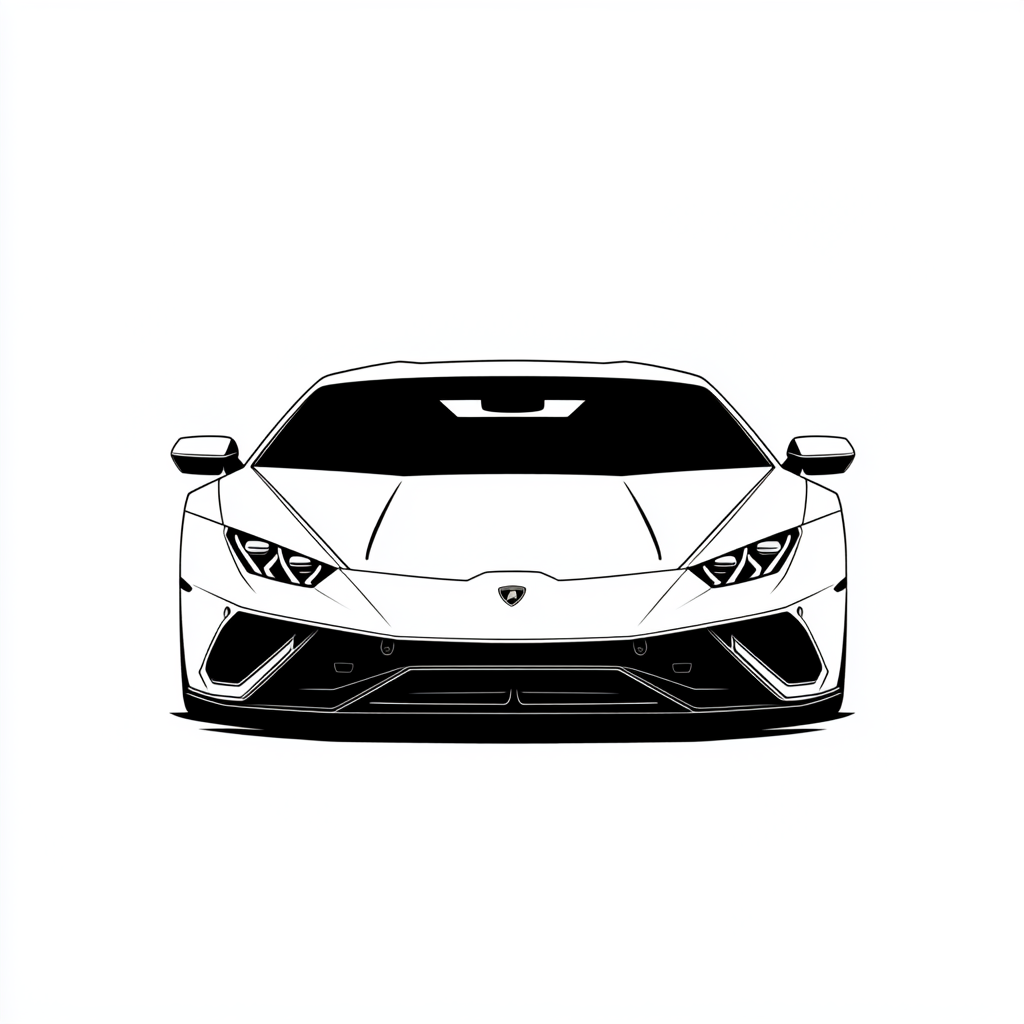 Line drawing of Lamborghini Huracan logo in black