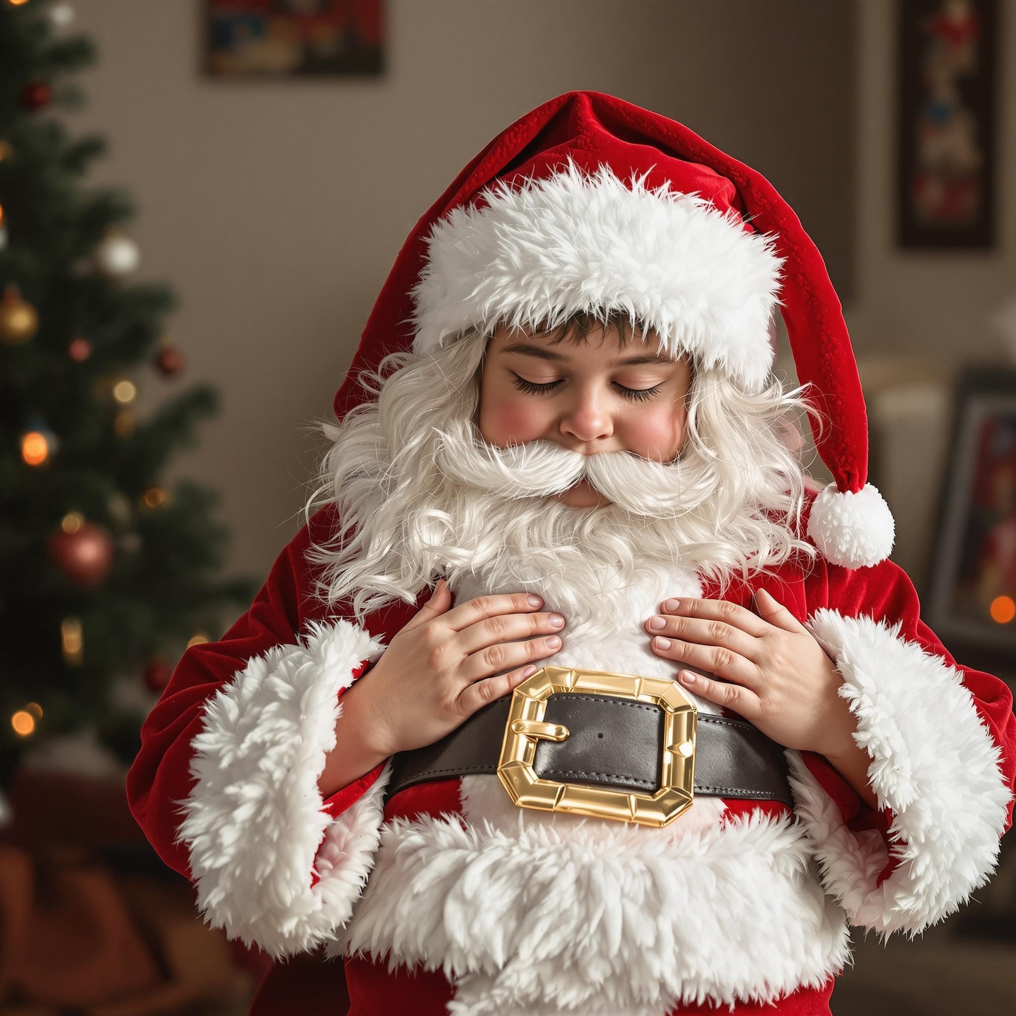 Little Boy Pretending to be Santa Claus