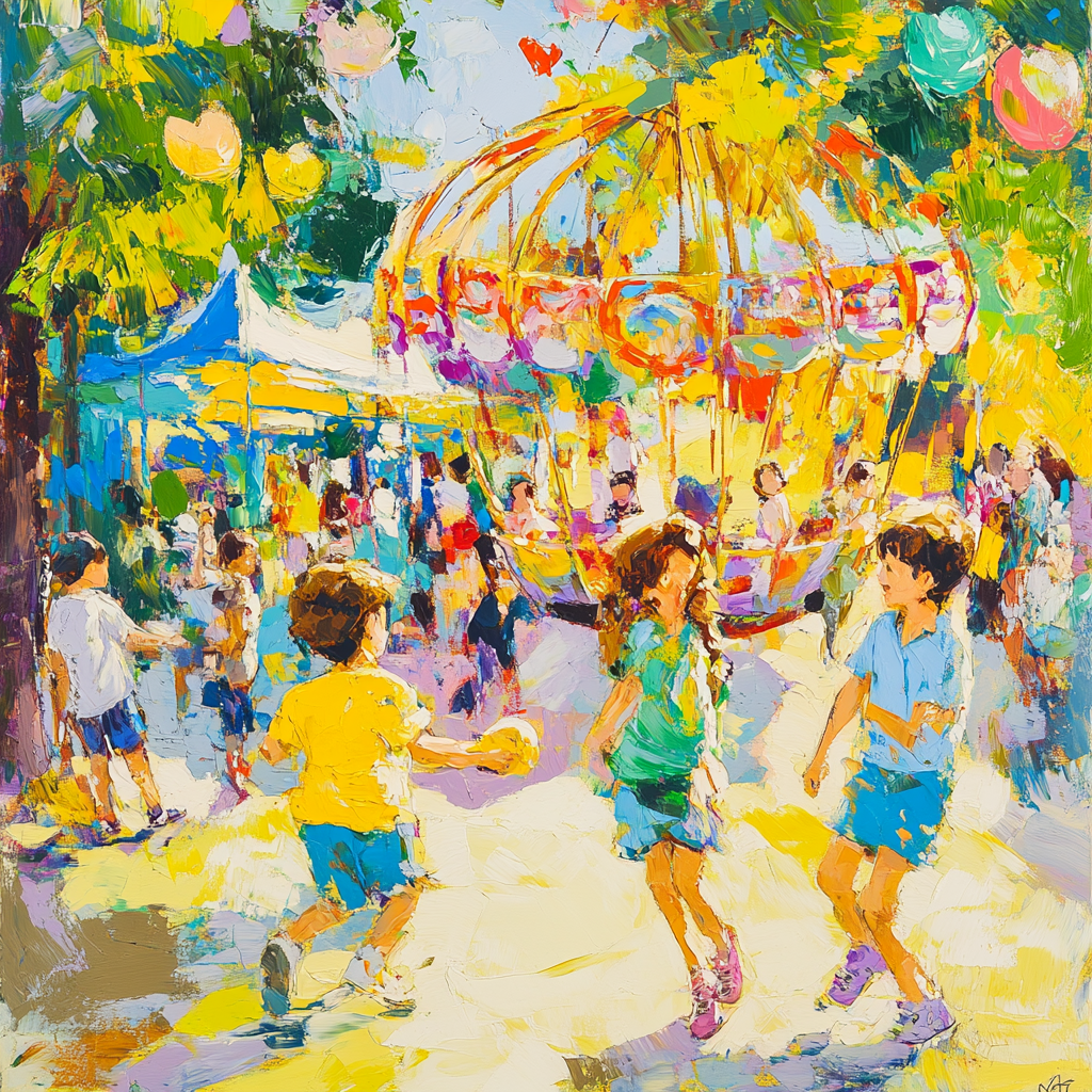 Lively scene with youthful energy and fresh affection.