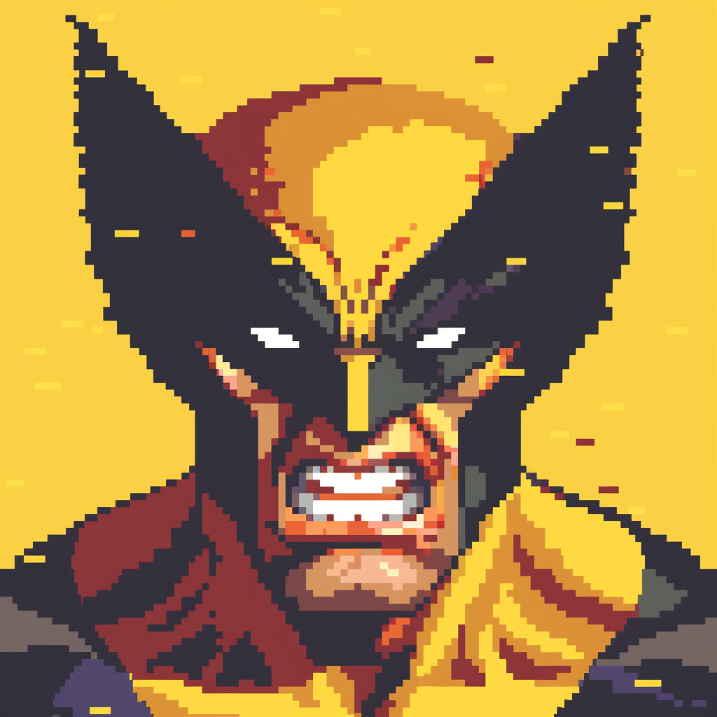 Logan, 8-bit Wolverine Portrait in Video Game Style