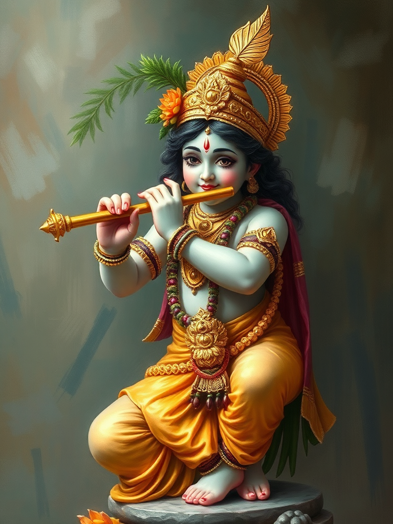 Lord Krishna Playing Flute.