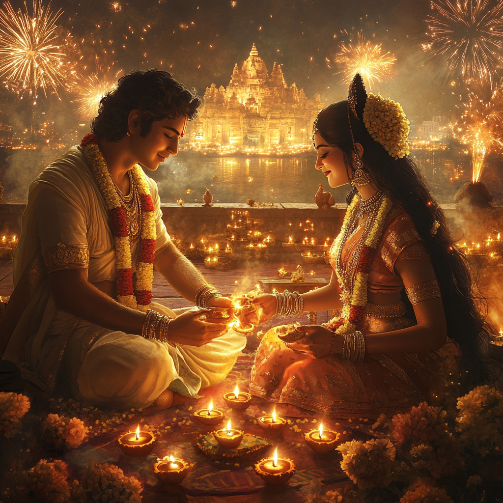 Lord Ram and Maa Sita Celebrate Diwali Together