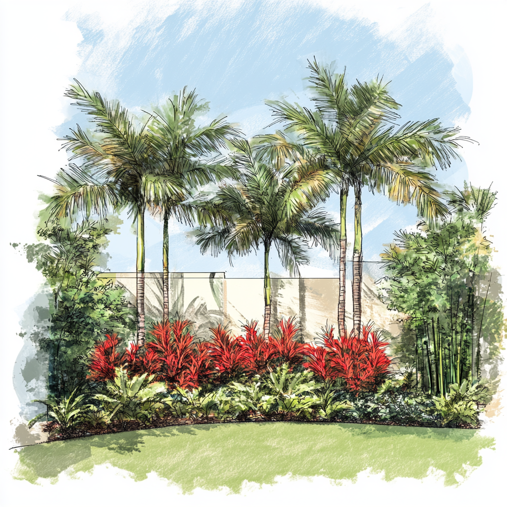 Lush Miami backyard landscaping with native plants 