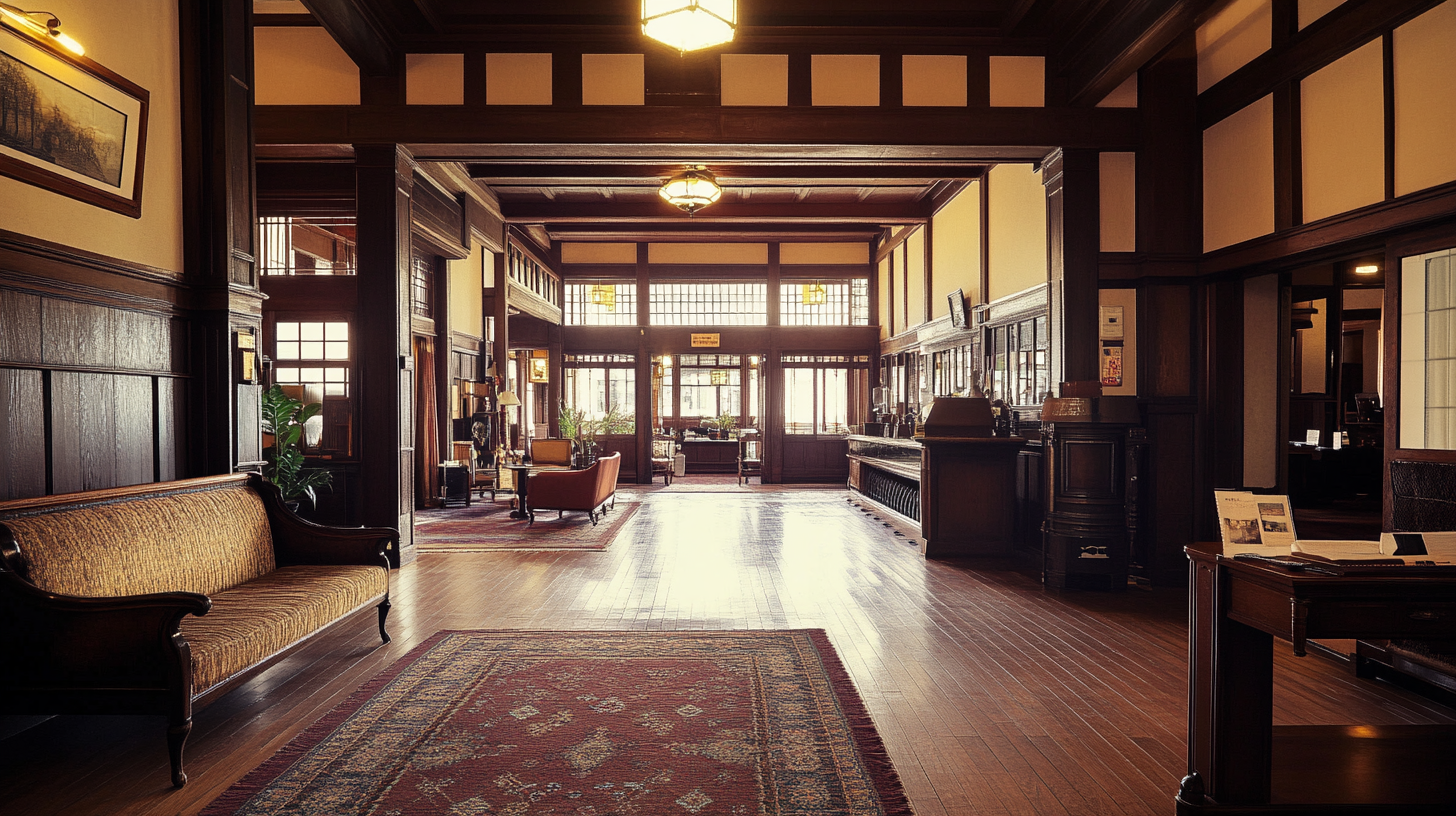 Luxurious 19th Century Japanese Hotel Lobby in Color