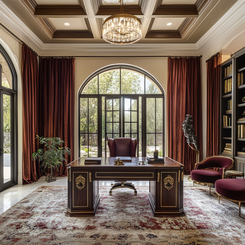 Luxurious Mediterranean Mansion Home Office Design