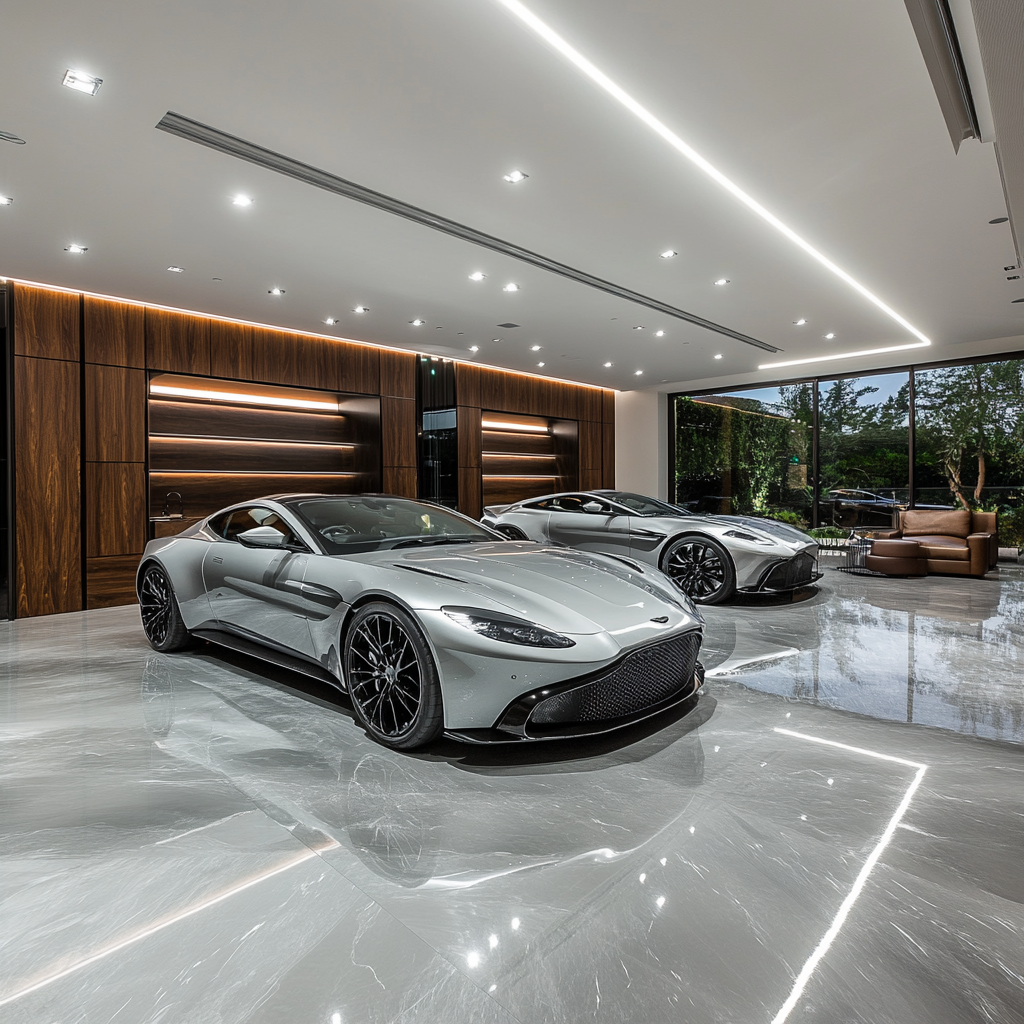 Luxurious Mediterranean-style mansion garage with modern design