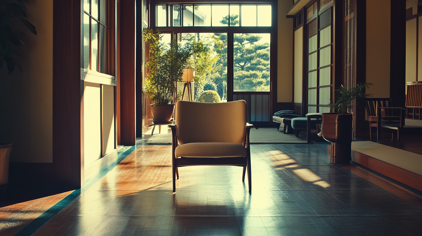 Luxurious hotel lounge chair in 19th century Japan