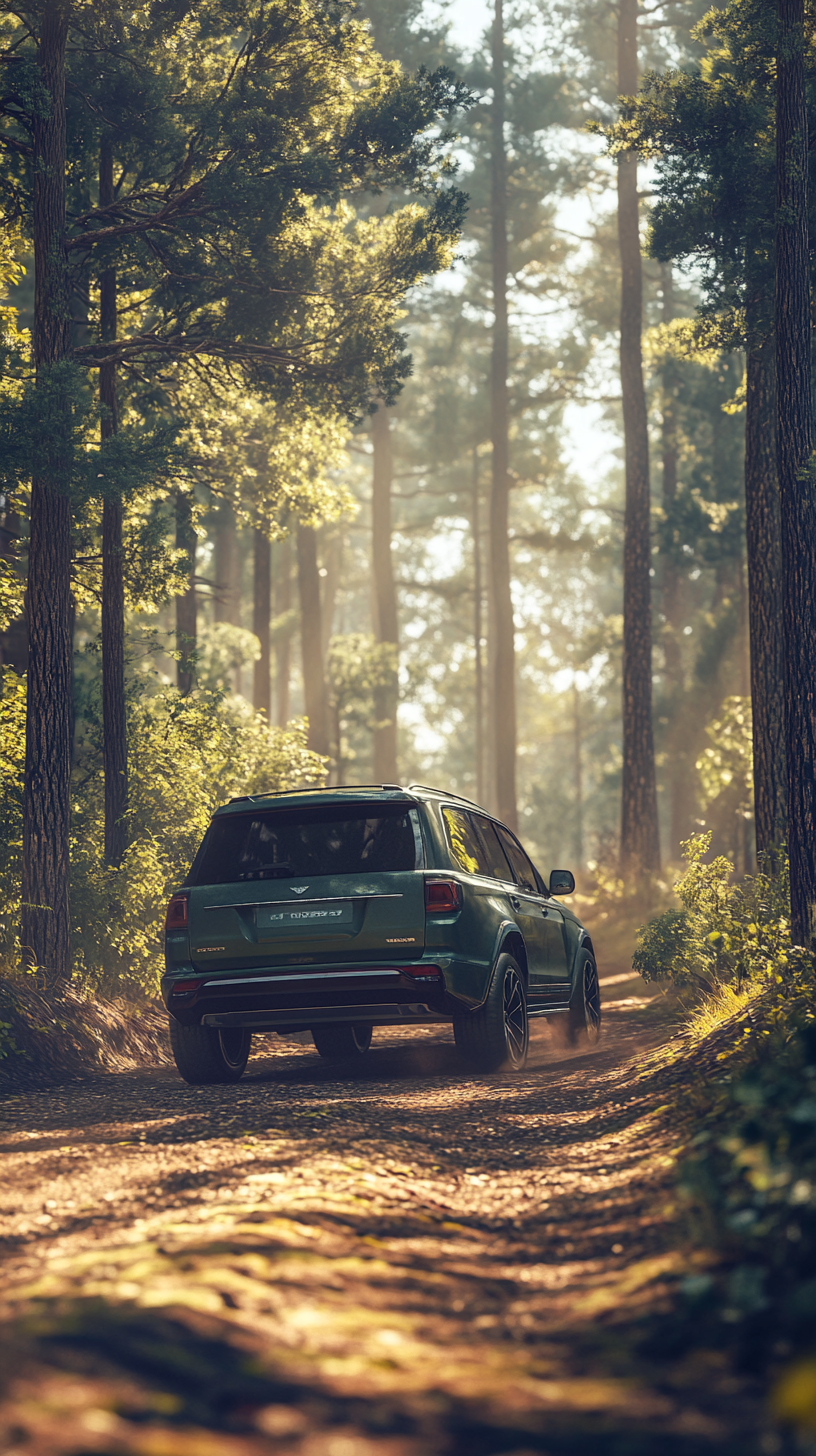 Luxury SUV in Pine Forest: A Forest Adventure