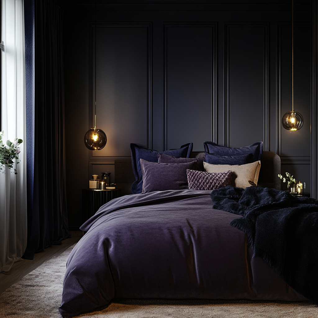 Luxury chic bedroom with elegant, sophisticated atmosphere