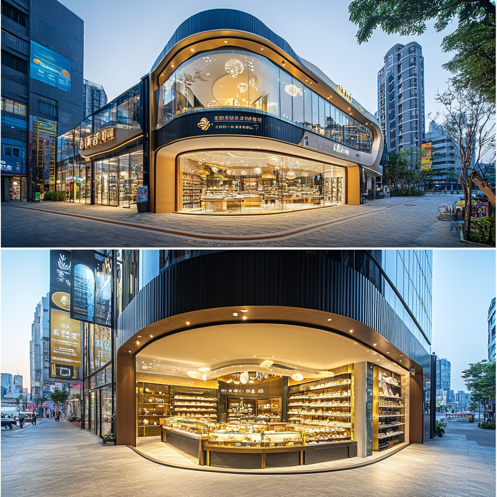 Luxury retail shops in Taiwan's busy city