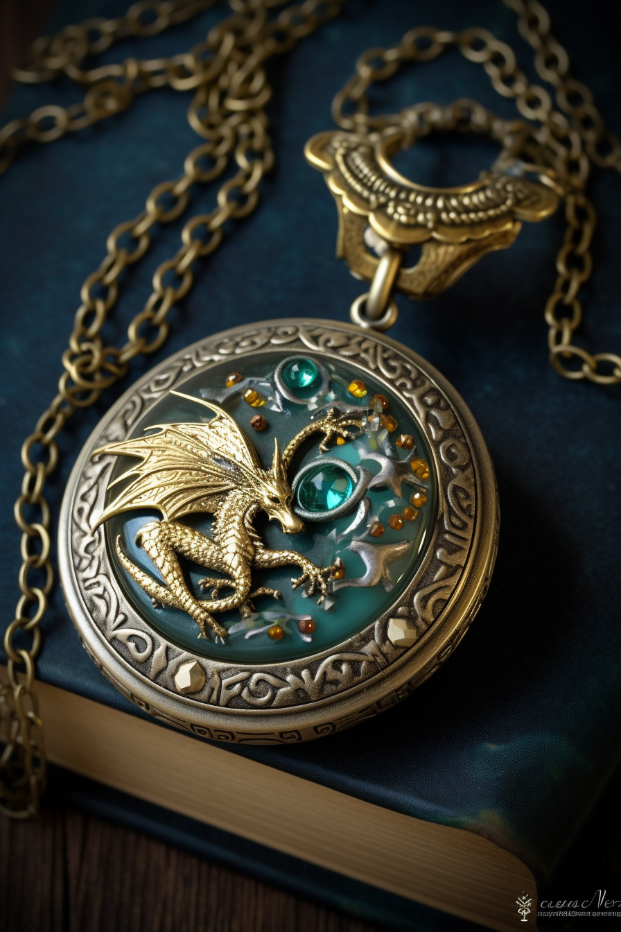 Magical Amulet in Whimsical Dragon Book