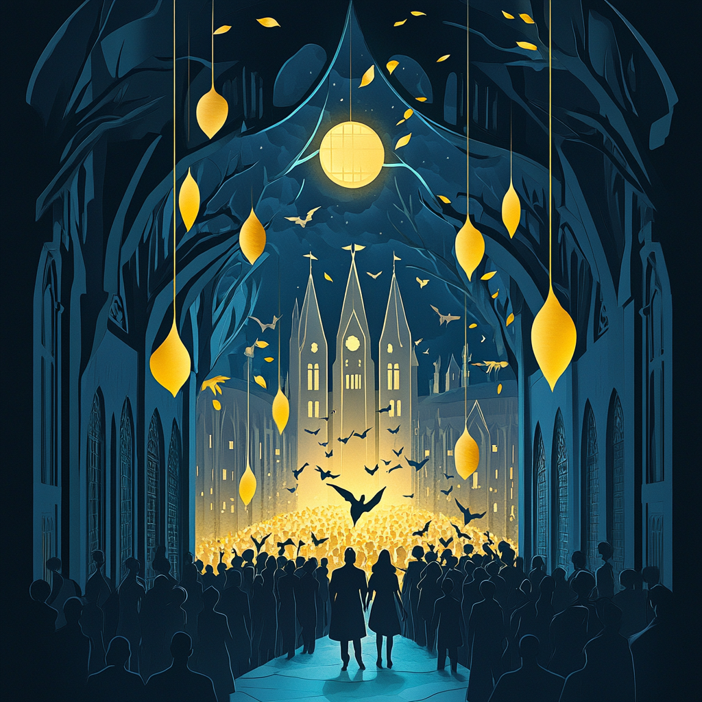 Magical Quidditch Match in Paper-Cut-Out Design