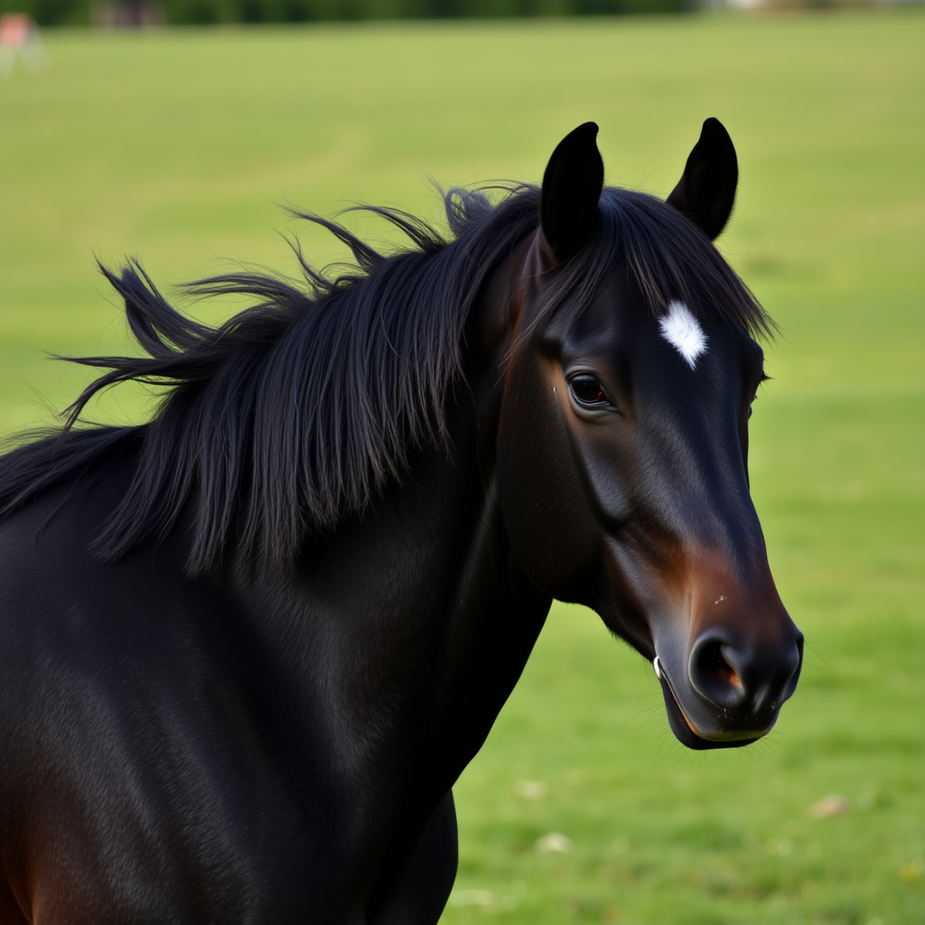 Majestic Black Horse in Natural Setting