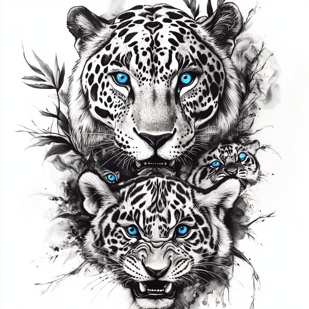 Majestic Jaguars and Playful Cubs Tattoo