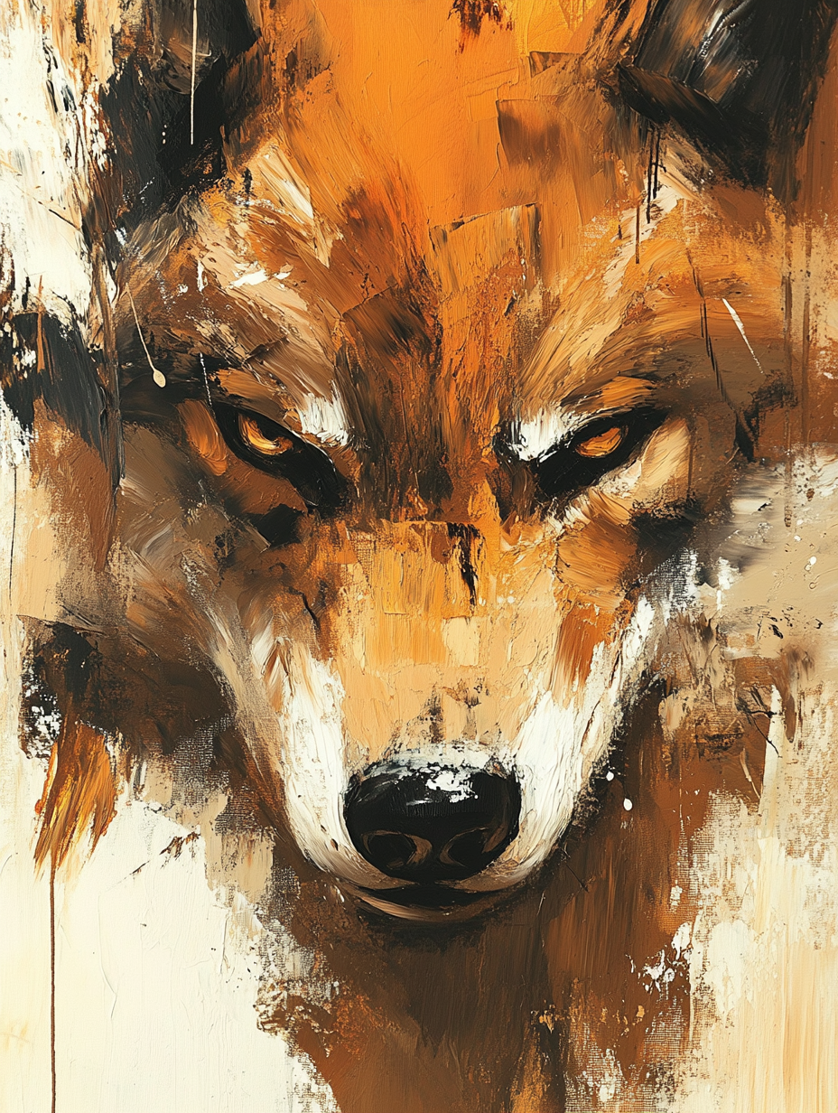 Majestic Wolf Close Up in Modern Art Style