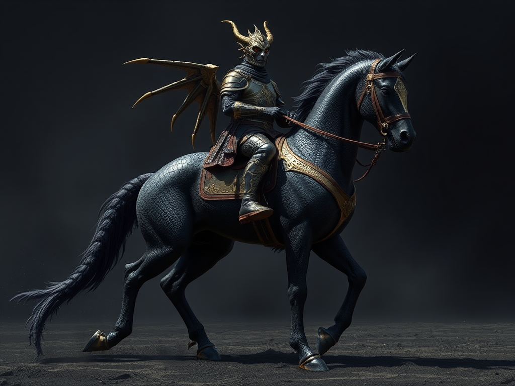 Majestic warrior and noble horse in gleaming armor