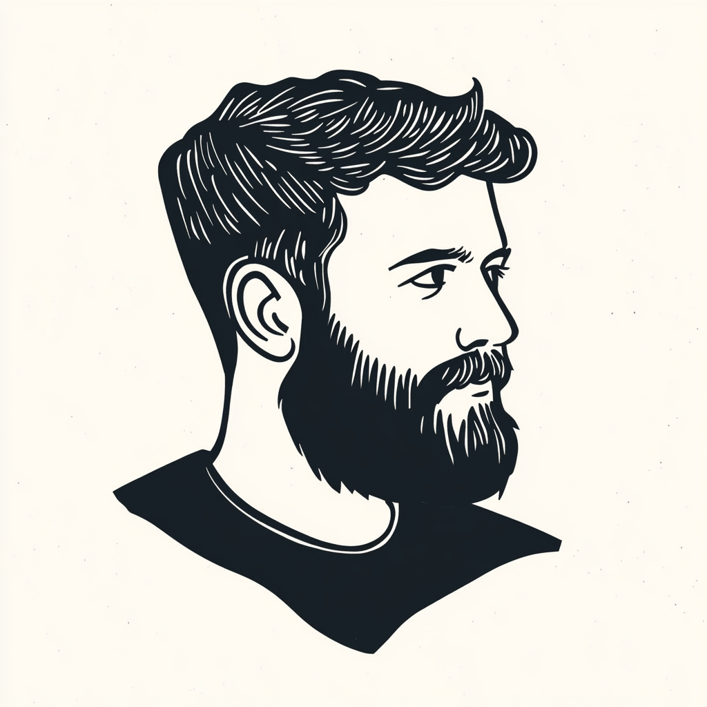 Man with Beard in Simple Cartoon Style