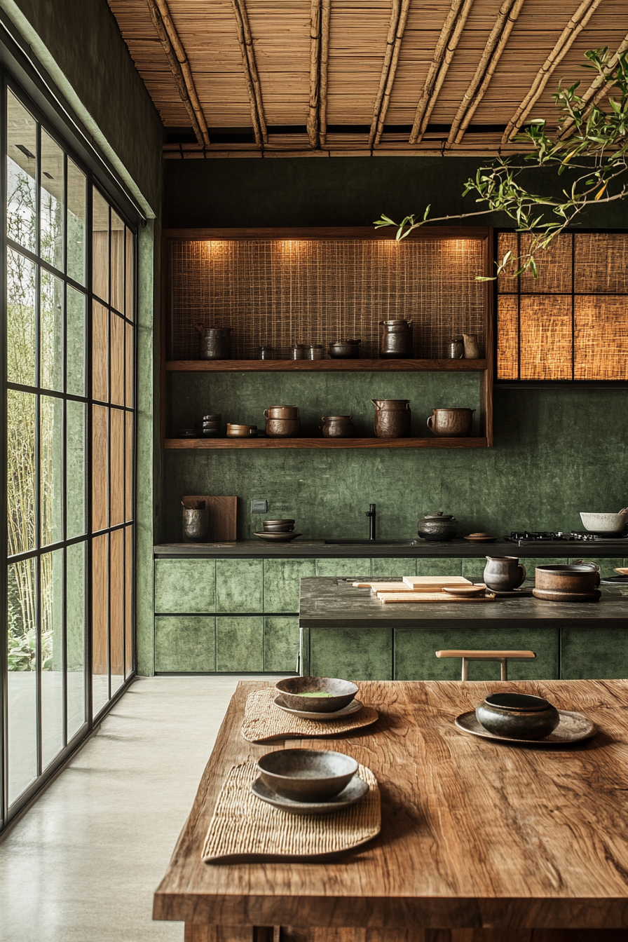 Matcha Inspired Kitchen with Japanese Design Elements 