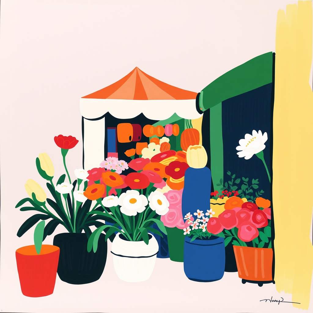 Matisse-Style Carnation Flower Market Poster