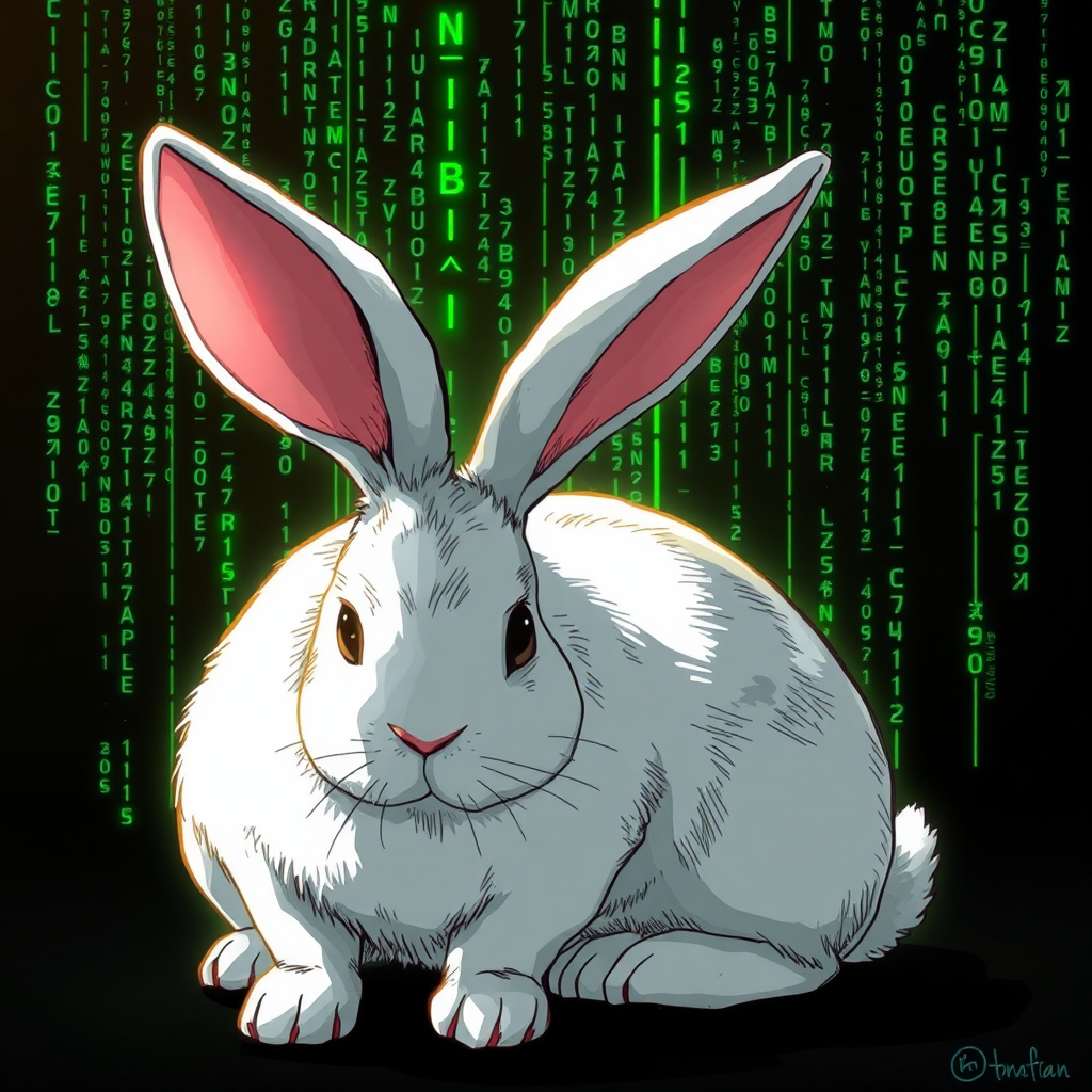 Matrix-Written Rabbit with Dropped Ears Anime