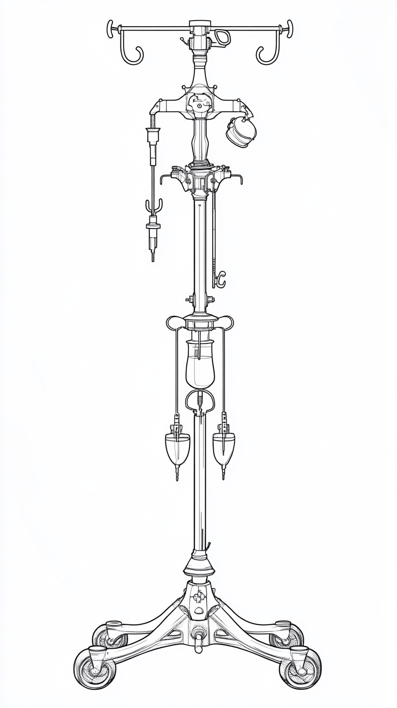 Medical IV Stand Outline Tattoo Design