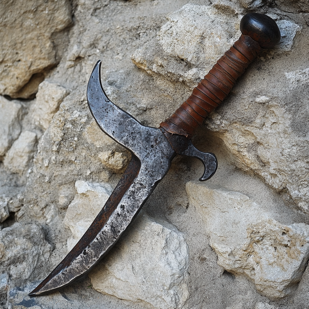 Medieval German Dolchstreithammer with iron blade and hammer