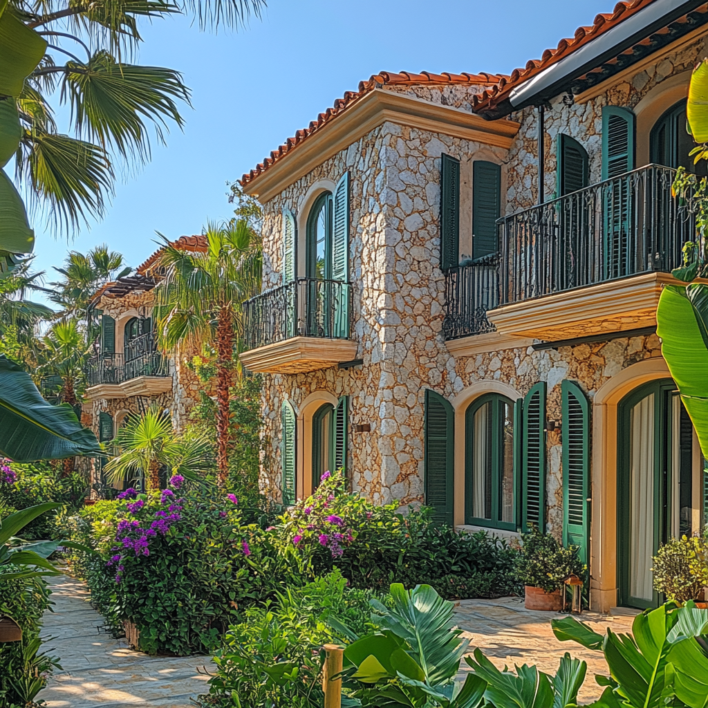 Mediterranean Luxury Townhouse Amidst Lush Tropical Greenery