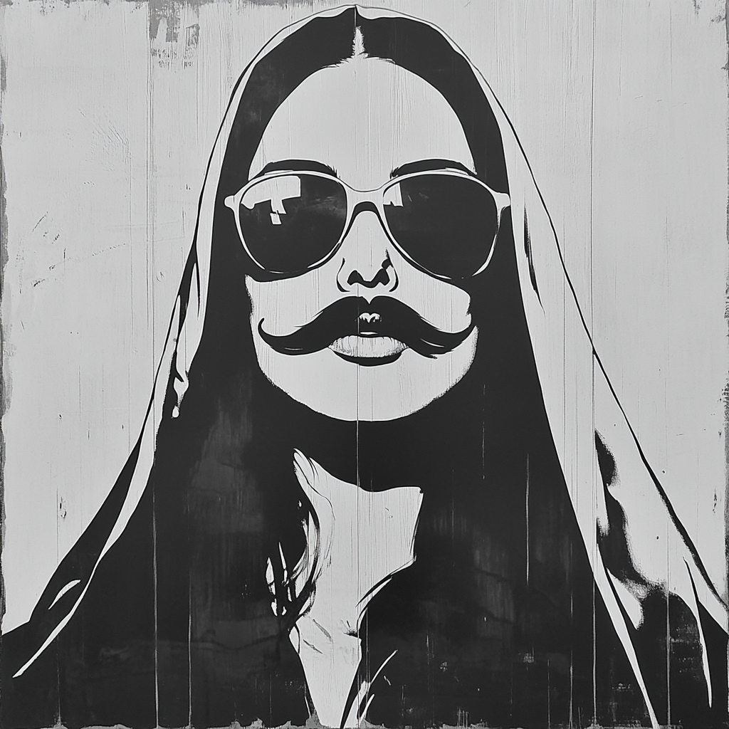 Megan Fox as Mister Sister in graffiti stencil