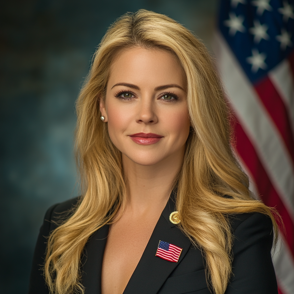 Melissa Joan Hart in congressional portrait with American flag.