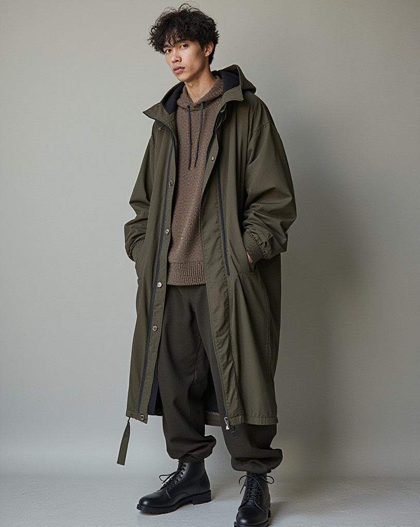 Men's oversized clothing for the year 4050 fashion trend.