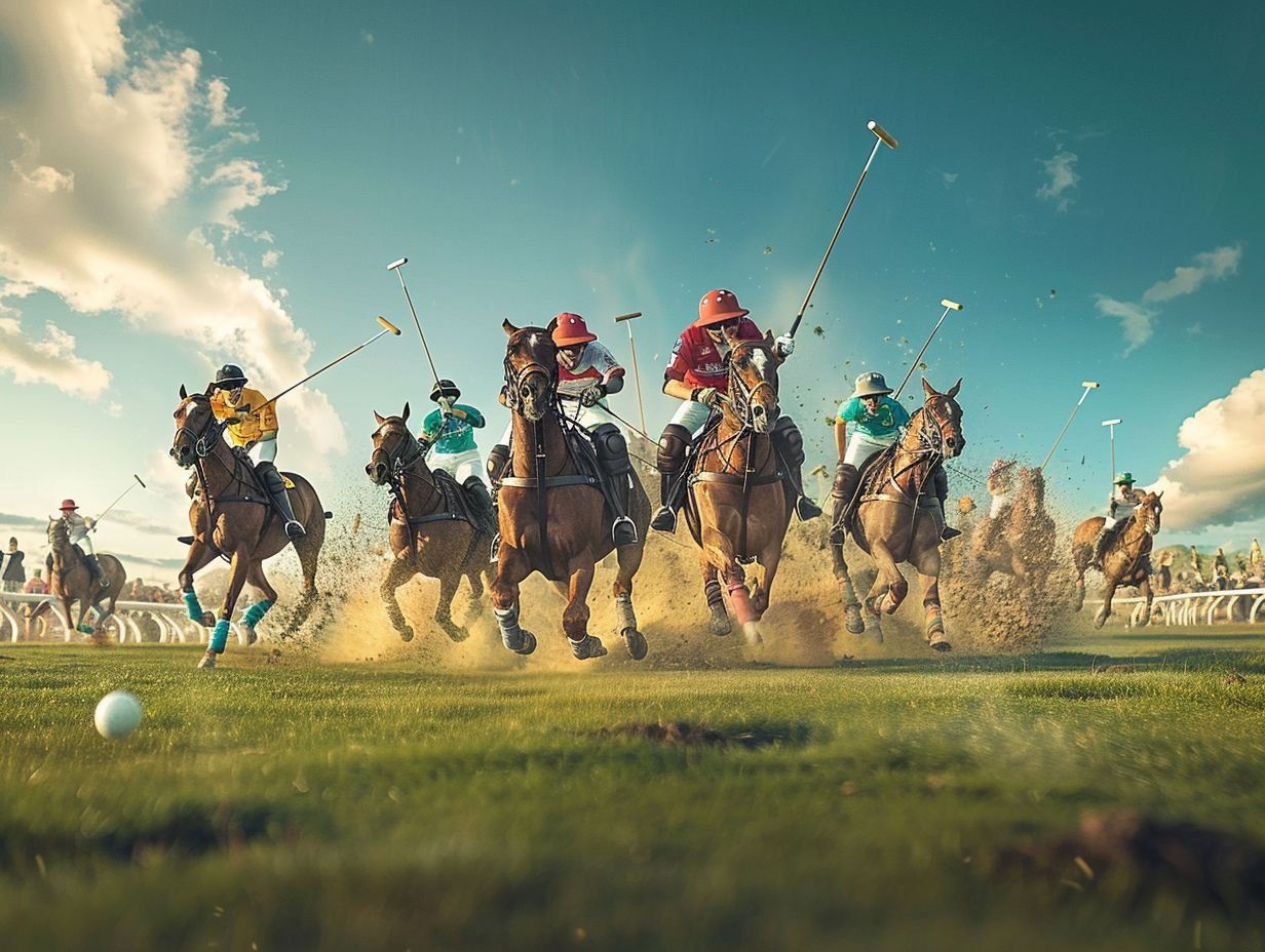 Men's polo game: vibrant, energetic, traditional elegance.